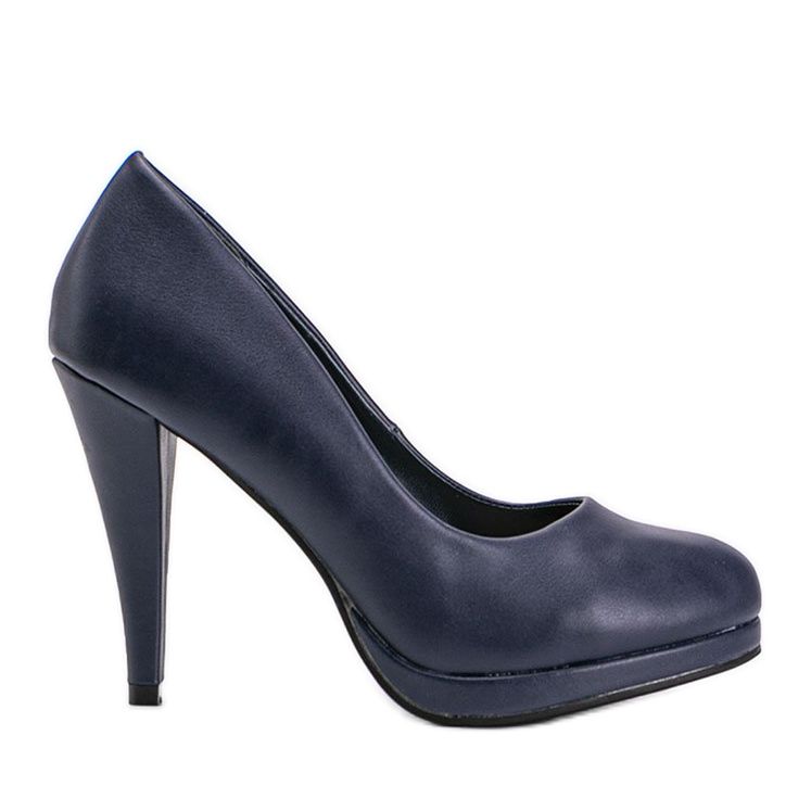 Tamnoplave pumpe od eko kože na platformi Liana plava