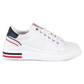 SHELOVET Tenisice od eko kože bijela crvena tamnoplava