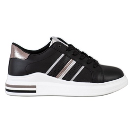 SHELOVET Ležerne crne sportske cipele crna srebro