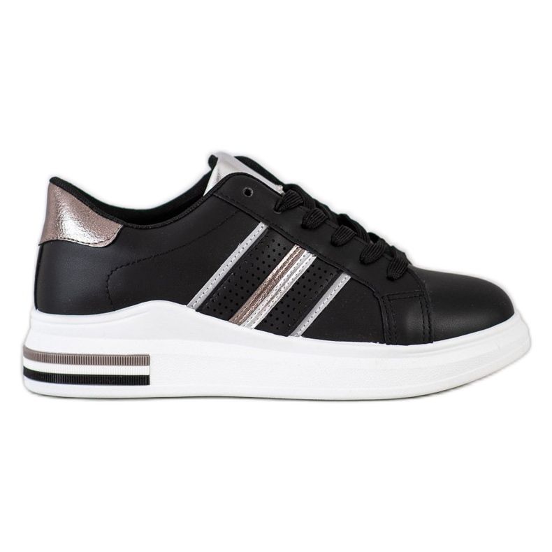 SHELOVET Ležerne crne sportske cipele crno srebro