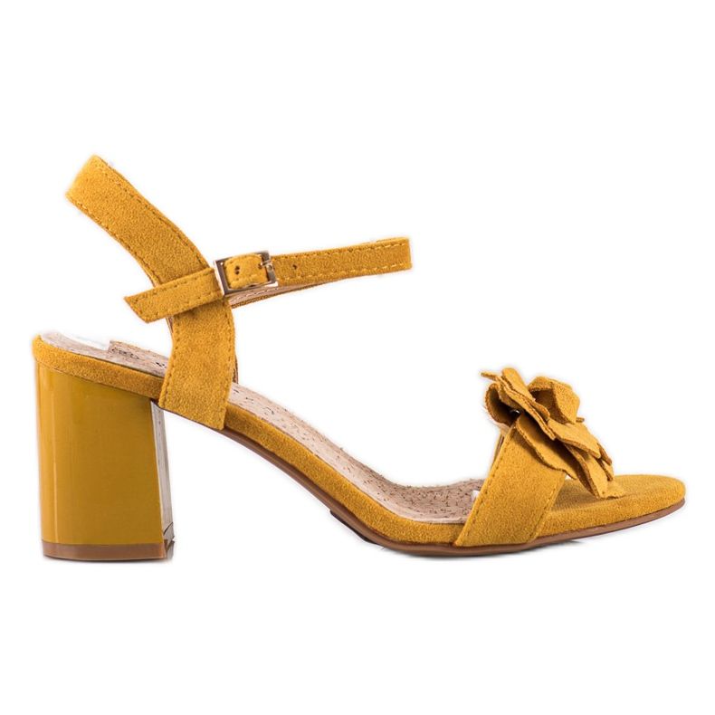 S. BARSKI Sandale s cvijetom S.BARSKI. žuta boja