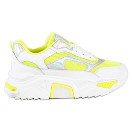 SHELOVET Tenisice na platformi s mrežom bijela višebojan zelena