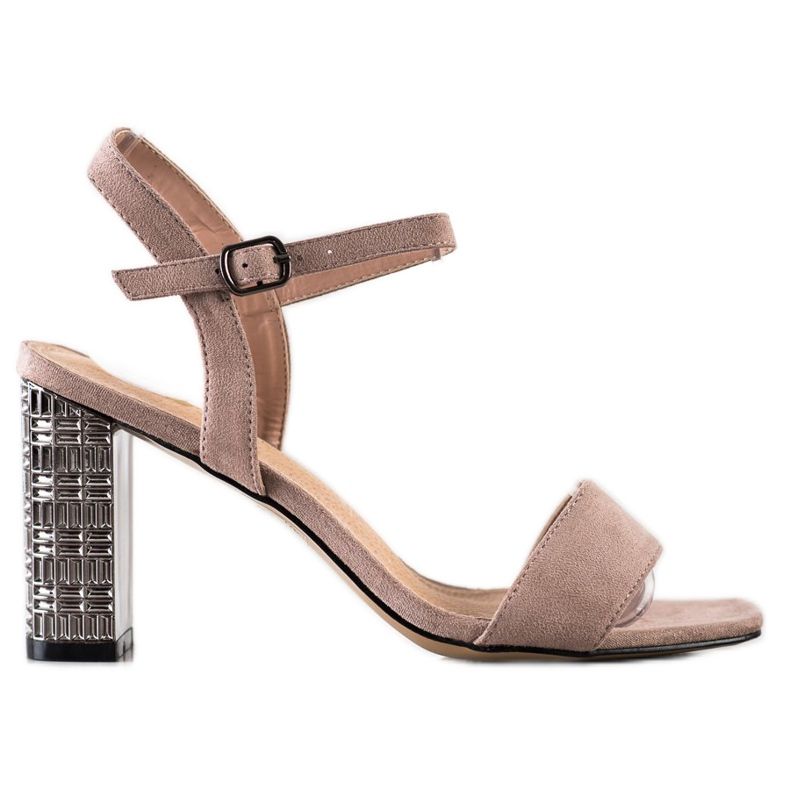 S. BARSKI Kalsic sandale s ukrasnom petom bež