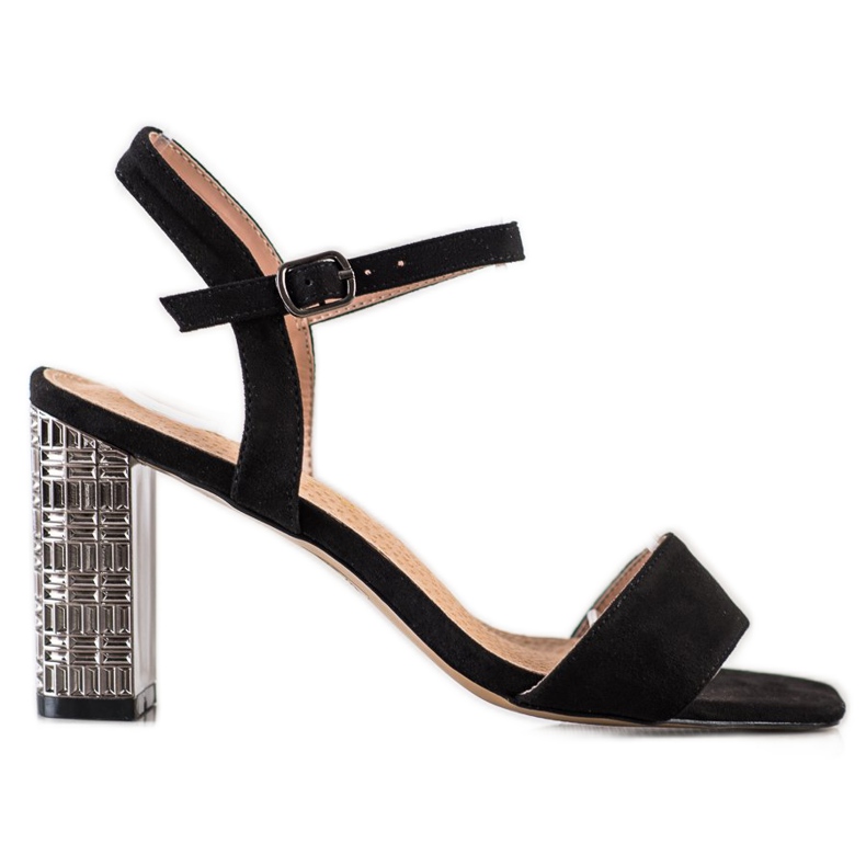 S. BARSKI Klasične sandale s ukrasnom petom S.BARSKI crno srebro