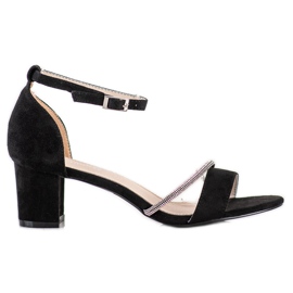 Goodin Elegantne sandale s kubnim cirkonijem crna srebro