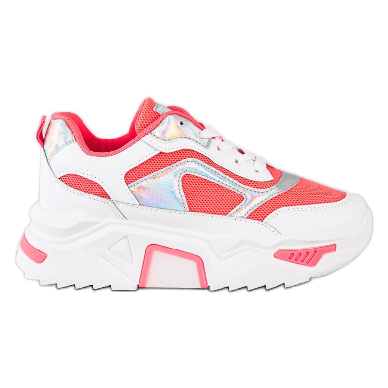 SHELOVET Tenisice na platformi s mrežom bijela crvena