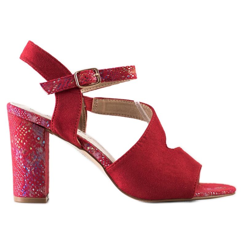 S. BARSKI Sandale s ukrasnom petom S.BARSKI crvena srebro