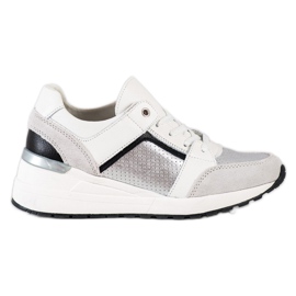 Goodin Bijele i srebrne kožne tenisice bijela crna srebro siva