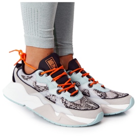 Ženske sportske cipele Memory Foam Big Star HH274324 Sivo-zelena narančasta