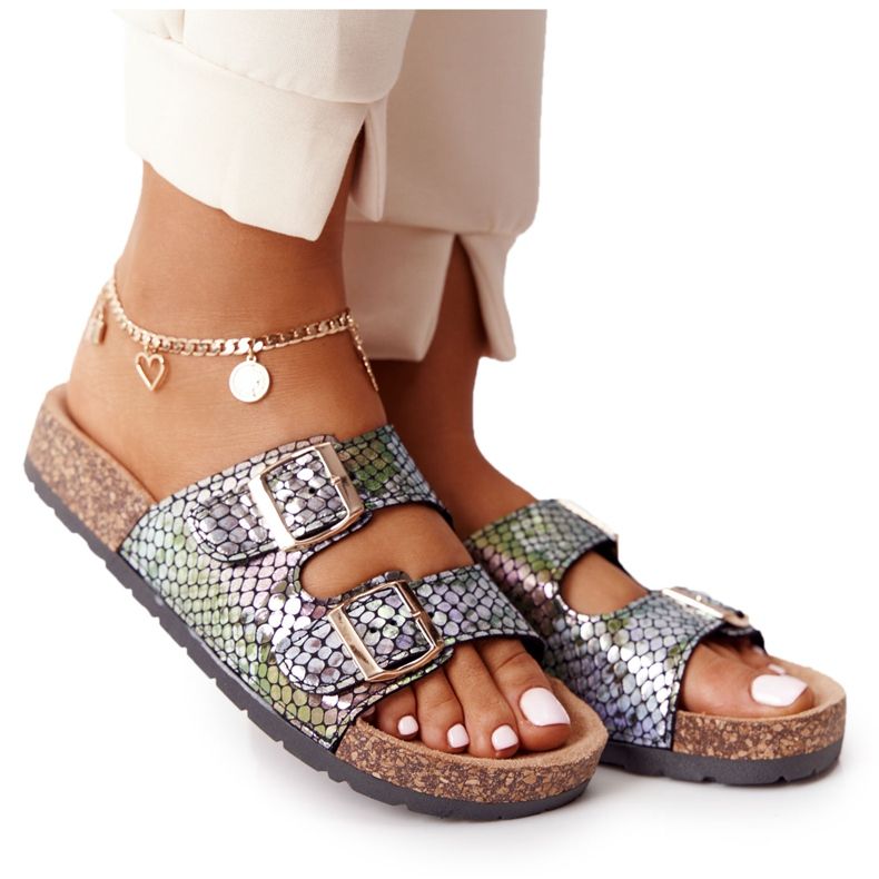 MSMG Crne Boa sandale na potplatu od pluta crno raznobojna