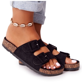 MSMG Crne Jennifer antilop papuče na potplatu od pluta crna