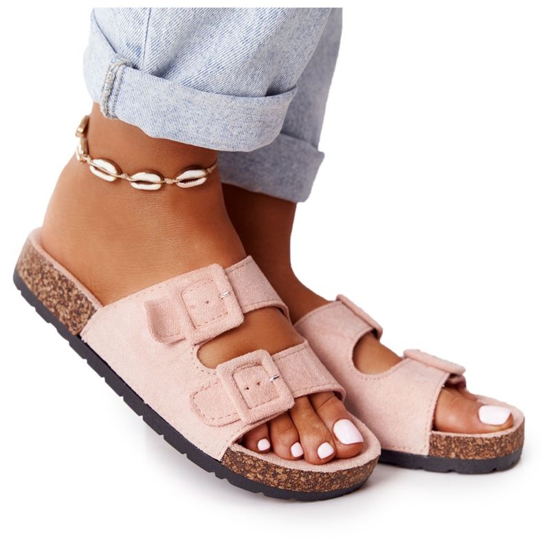 MSMG Papuče od antilopa na potplatu od plute Svjetlo ružičasta Jennifer