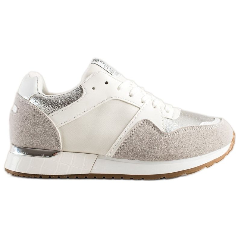 SHELOVET Elegantne bijele i sive tenisice bijela siva