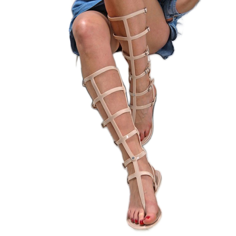 Lu Boo Bež sandale Visoki Rimljani Japanski Harona