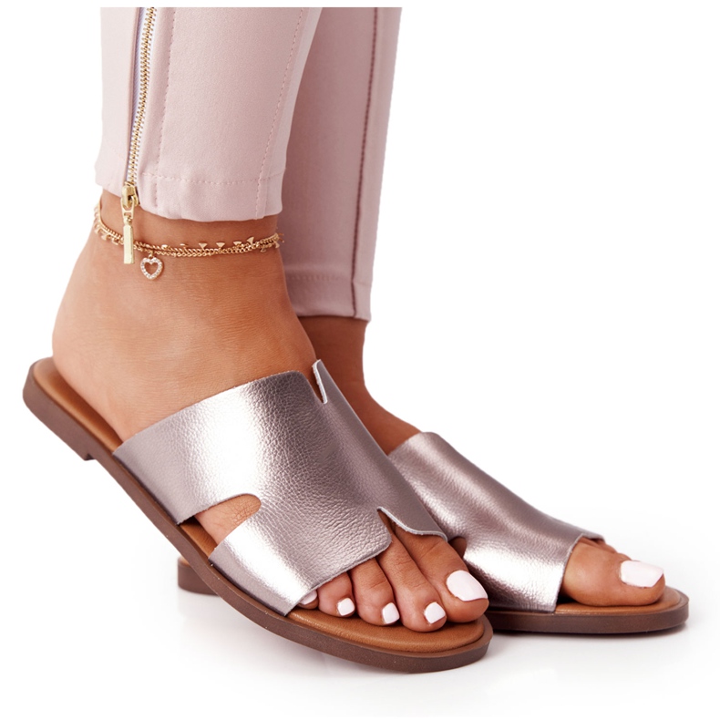 Kožne papuče Sergio Leone Sk 063 Srebrna srebro