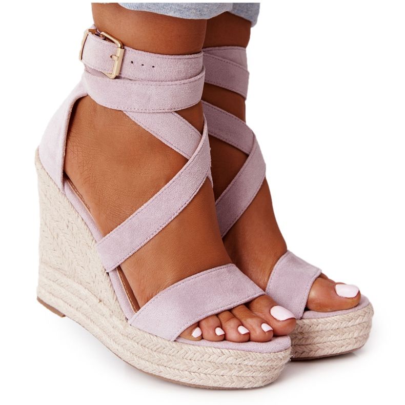 MSMG Sandale na klin s pletenom ljubičastom Lanzarote ljubičasta