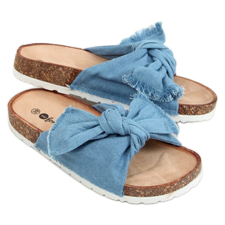 Plave pamučne papuče WS11 L.BLUE od pluta plava