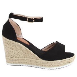 Crne sandale espadrile na klinovima 888-89 Crne crna