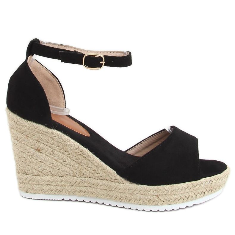 Crne sandale espadrile na klinovima 888-89 Crne crno