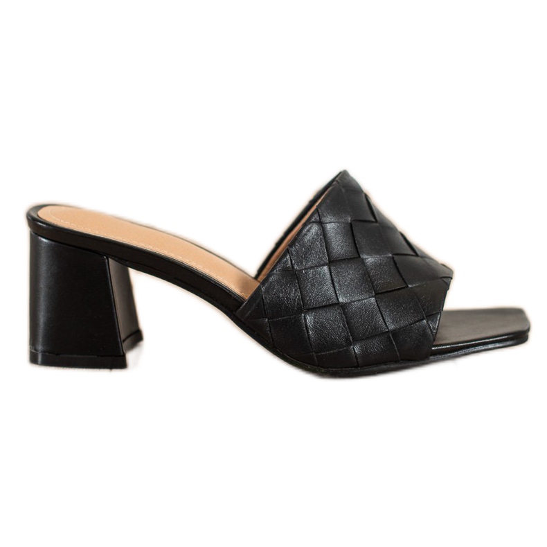 SHELOVET Crne prošivene ženske papuče crno