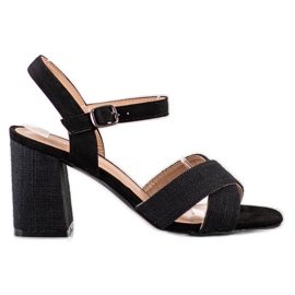 VINCEZA sandale na visoku petu crna