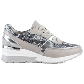 Goodin Sive kožne tenisice sa zmijskim printom siva višebojan