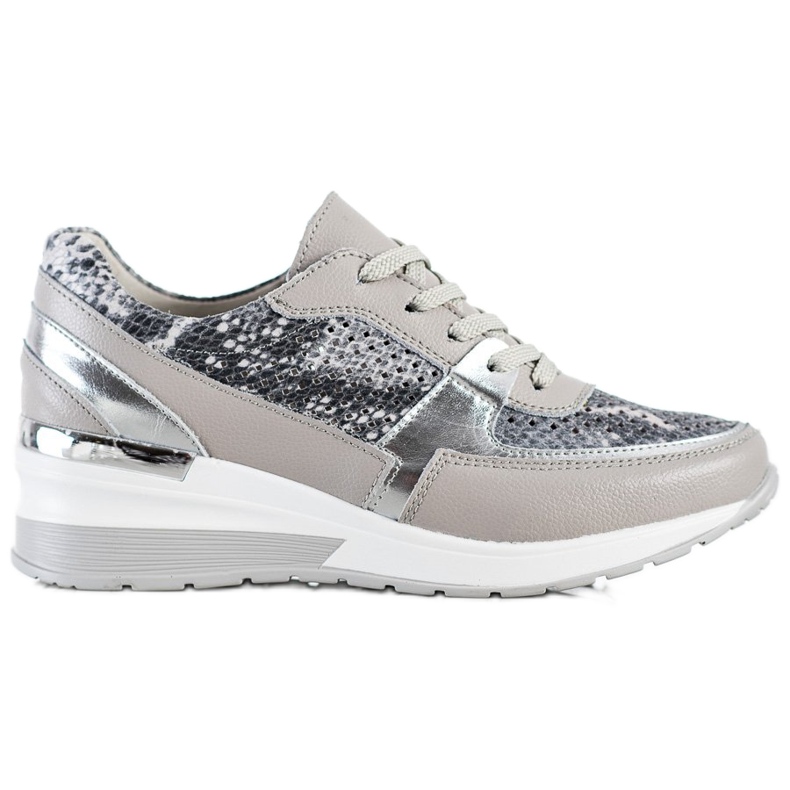 Goodin Sive kožne tenisice sa zmijskim printom siva raznobojna