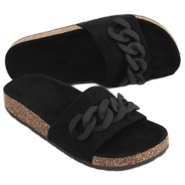 Crne papuče od pluta s lancem DZ907 Crna crno