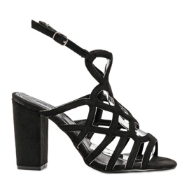 Crne ažurne sandale na Imani stupu crno
