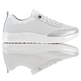 Goodin Bijele i srebrne kožne tenisice bijela