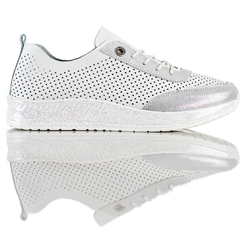 Goodin Bijele i srebrne kožne tenisice bijela