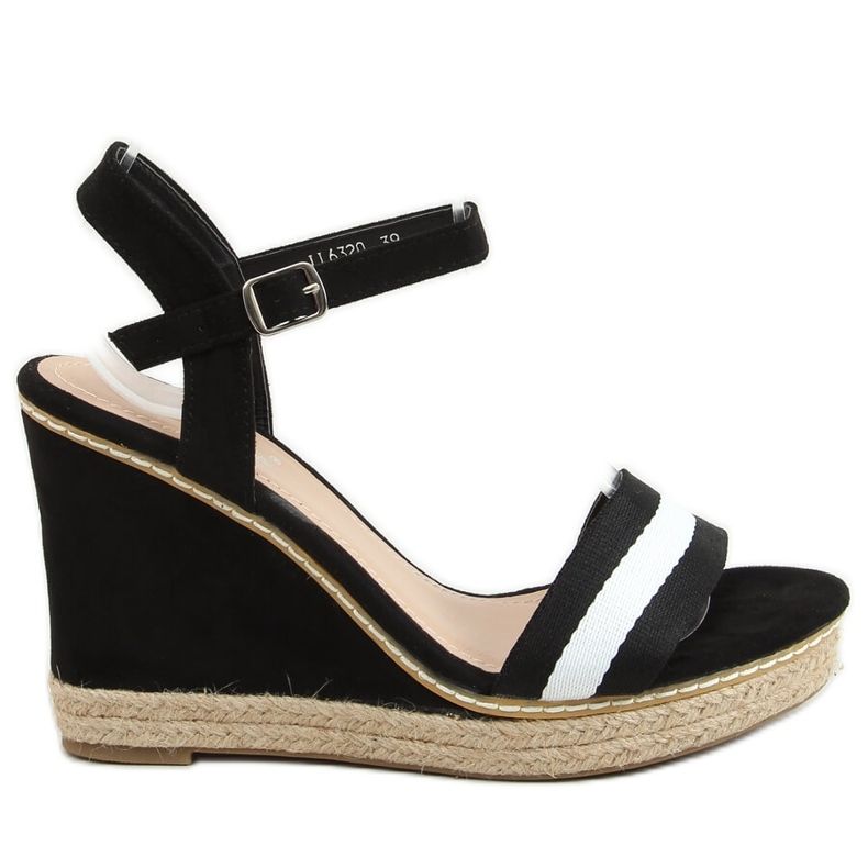 Crne sandale na crnom klinu LL6320 Crna