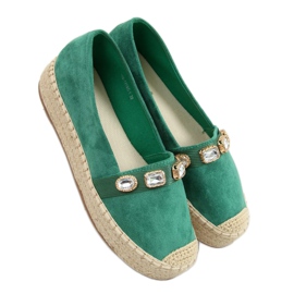 Espadrile s kamenjem zelene 100-131-SC-1 Zelene zelena