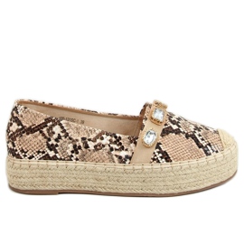 Espadrile sa zmijskim kamenjem 100-131-SC-1 Taupe Snake bež smeđa