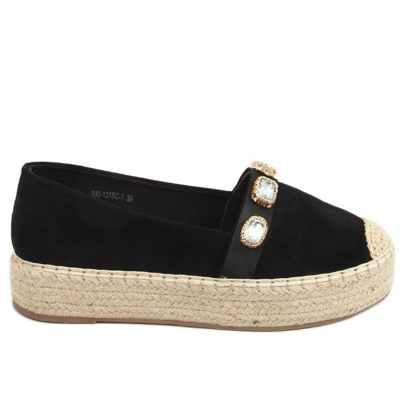 Espadrile s kamenjem crne 100-131-SC-1 Crne crno