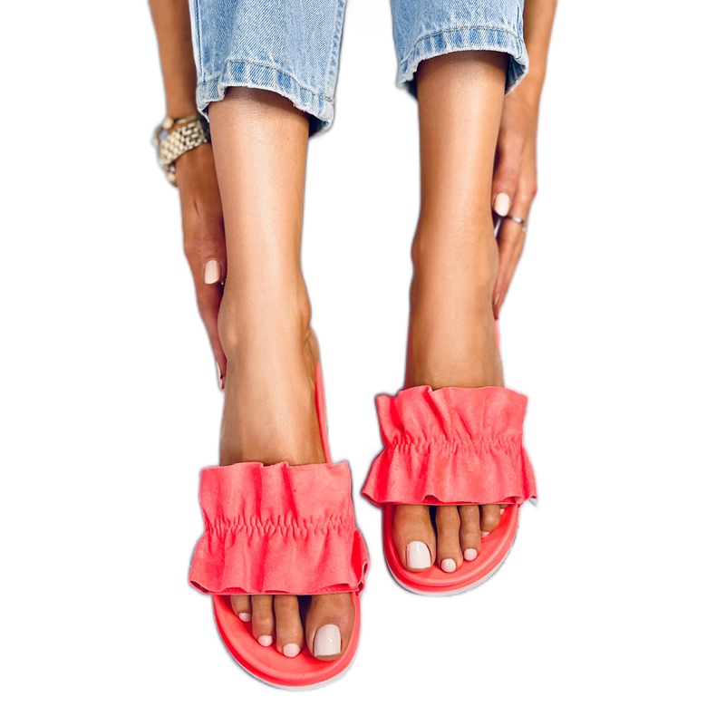 Ženske papuče s volanom od koralja 38862 Watermelon Red raznobojna naranča
