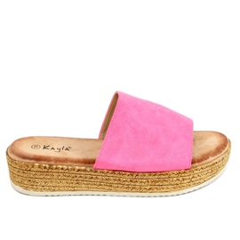Ženske papuče od fuksije 38846 Fluorescentna breskva višebojan ružičasta