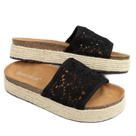 Crne ažurne espadrile 20-349 Crne crna