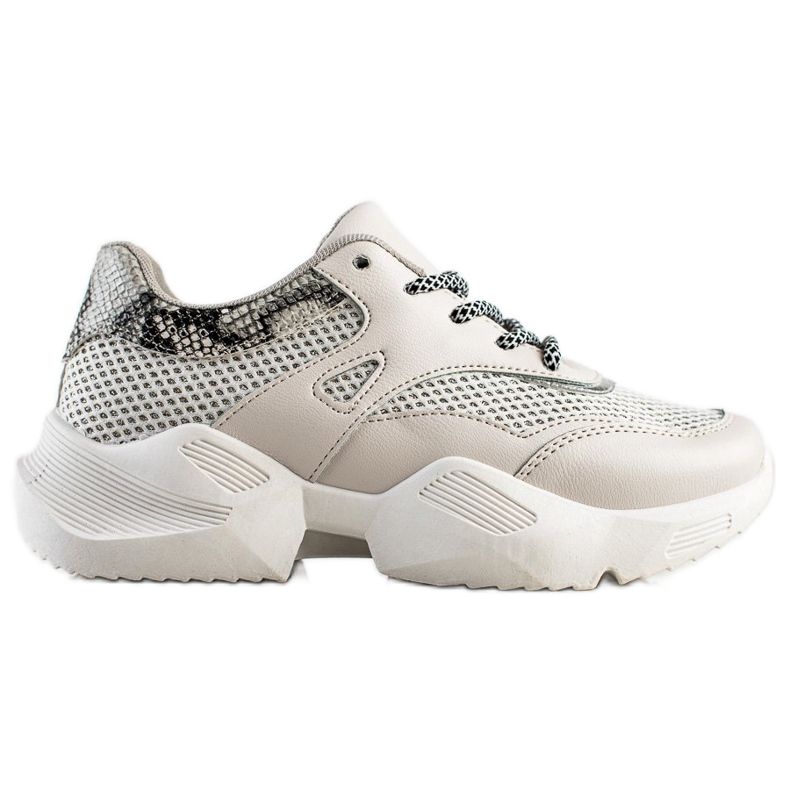 SHELOVET Sive tenisice sa zmijskim printom bež