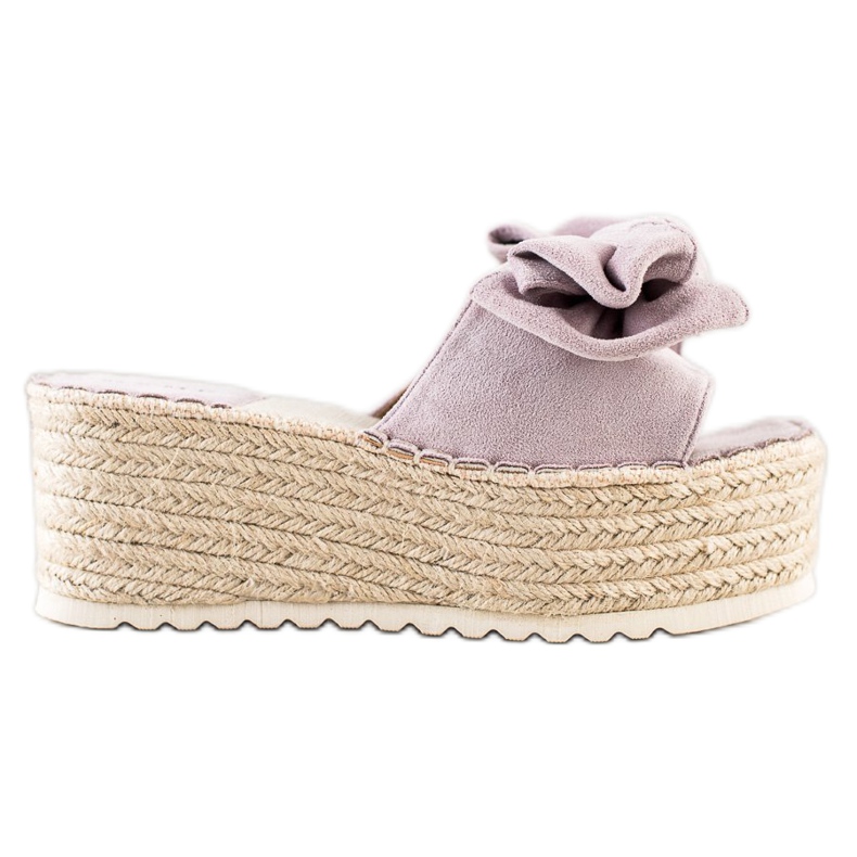 SHELOVET Papuče na platformi s mašnom ljubičasta