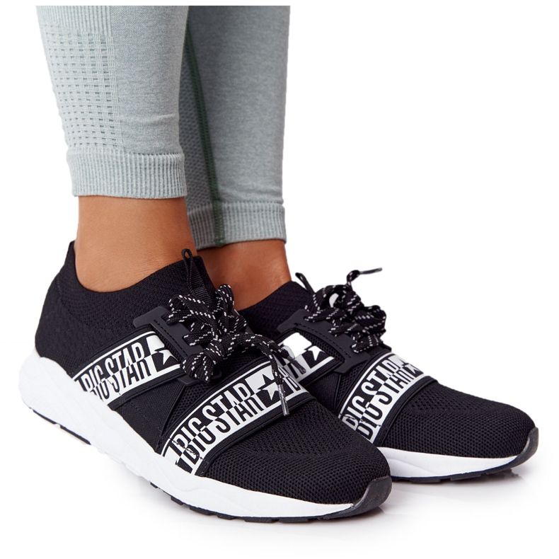 Ženske sportske cipele Memory Foam Big Star HH274359 Crna bijela crno