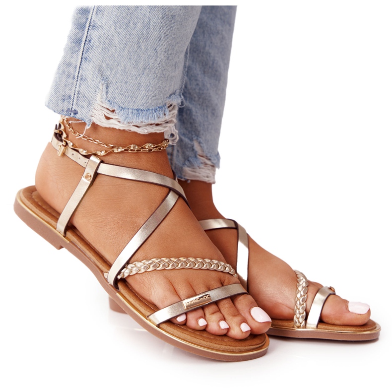 S.Barski Sandale s pletenicom S. Bararski 152-1 zlato zlatna