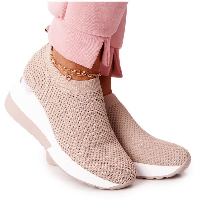 Otvorene tenisice koje se navlače na klin Bež Harmony bijela