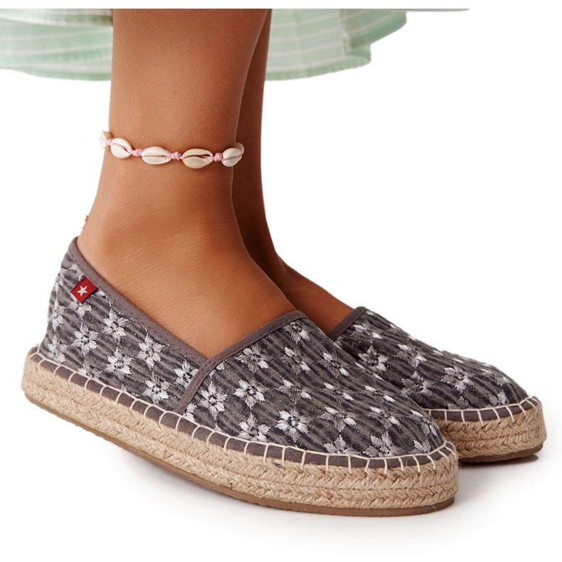 Espadrile na pletenoj platformi Big Star AA274680 Siva