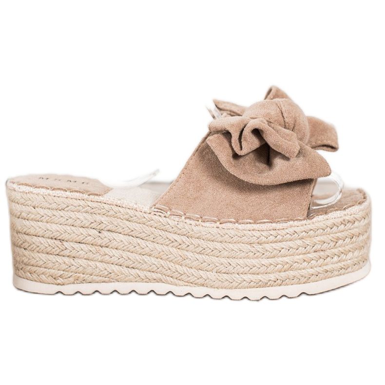 SHELOVET Papuče na platformi s mašnom bež