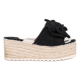 SHELOVET Papuče na platformi s mašnom crna