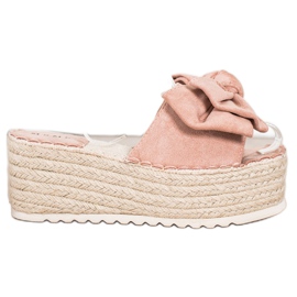 SHELOVET Papuče na platformi s mašnom ružičasta