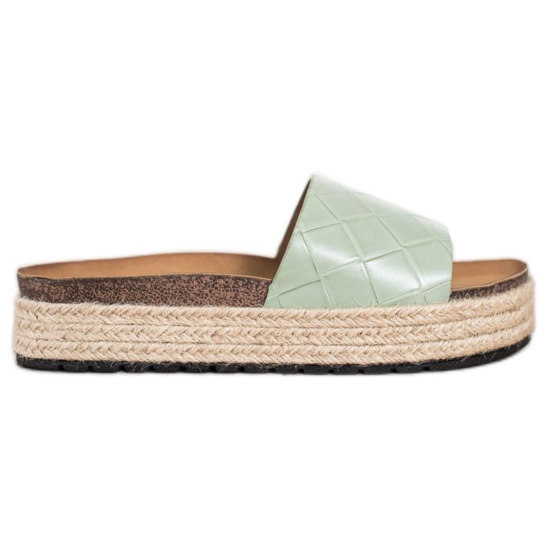 SHELOVET Papuče na platformi zelena