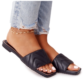 Kožne papuče s prošivenim materijalom S.Barski 331-42 Crne crna