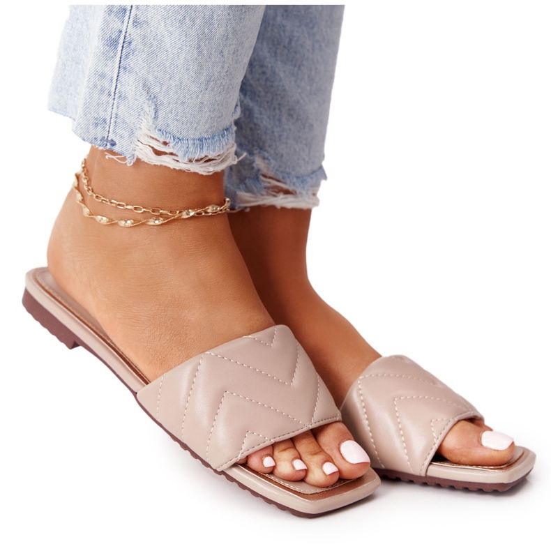 S.Barski Kožne papuče s prošivenim materijalom S. Barski 331-42 Cappuccino bež